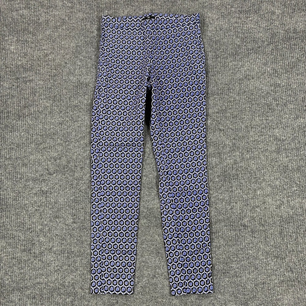 H&M Leggings Women Size 8 Blue Geometric Print Pull On Skinny Stretch
